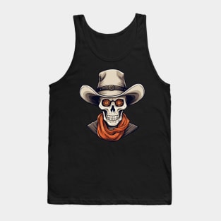 Halloween Cowboy Skeleton With Western Hat Wild West Tank Top